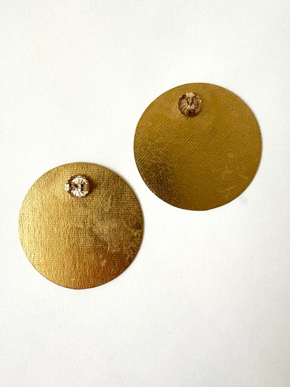 ANNIE COSTELLO BROWN LARGE DISC EARRINGS