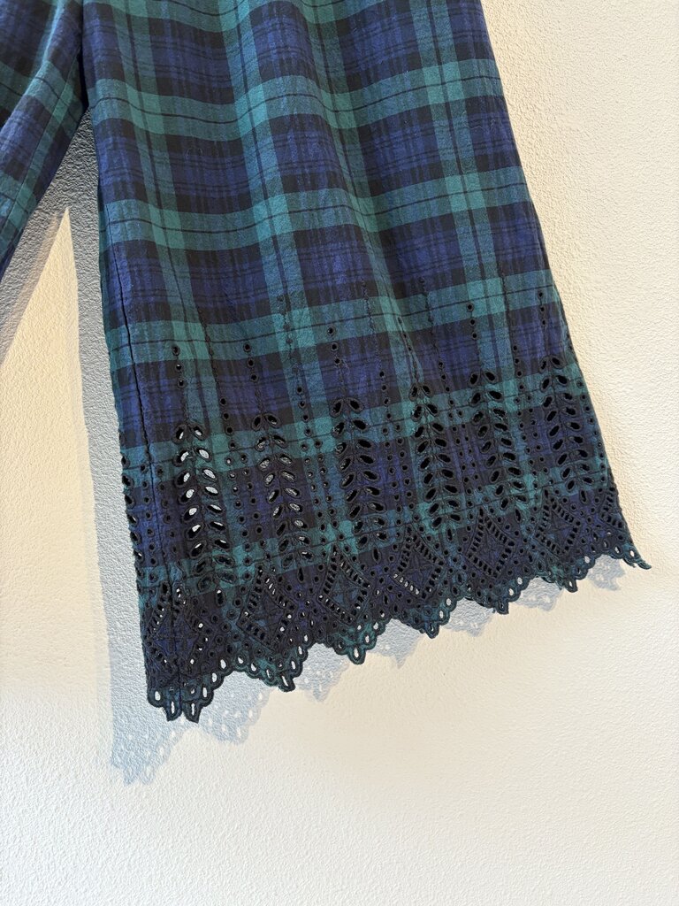 ICHI PLAID EYELET PANTS