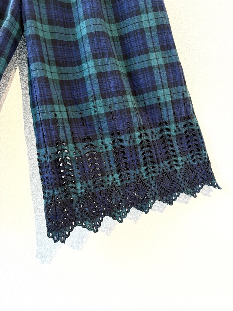 ICHI PLAID EYELET PANTS