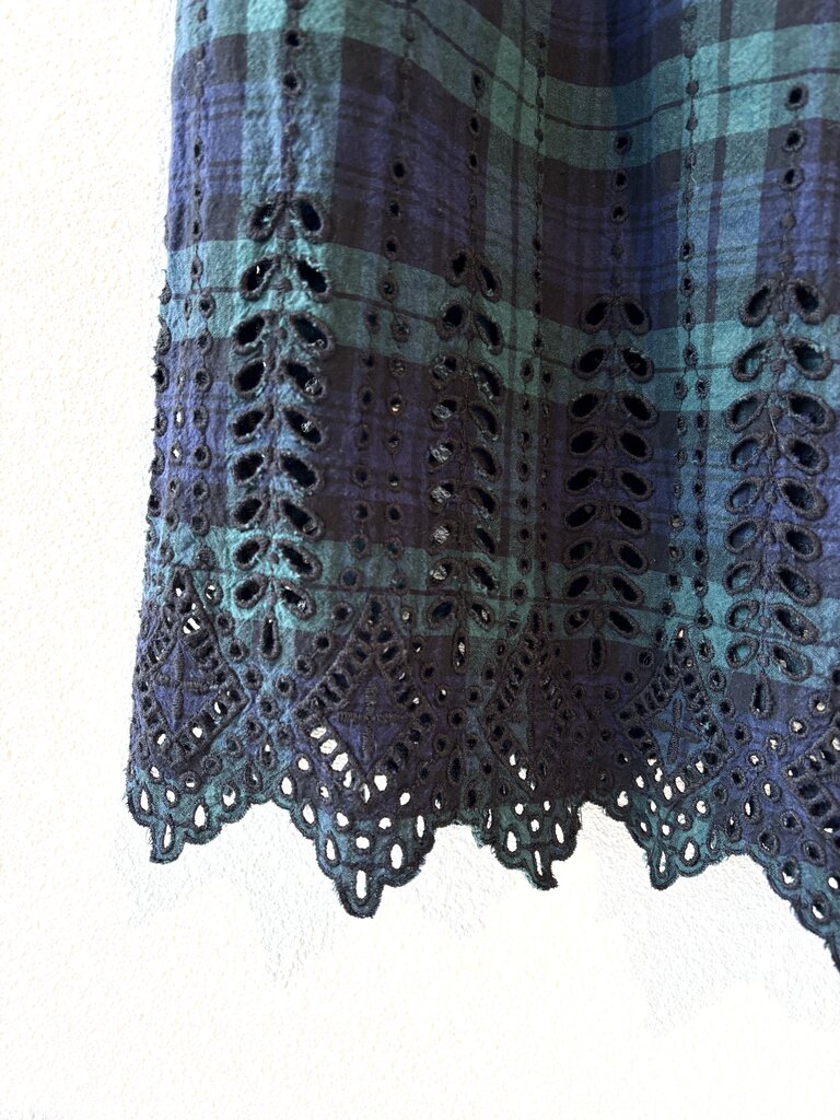 ICHI PLAID EYELET PANTS