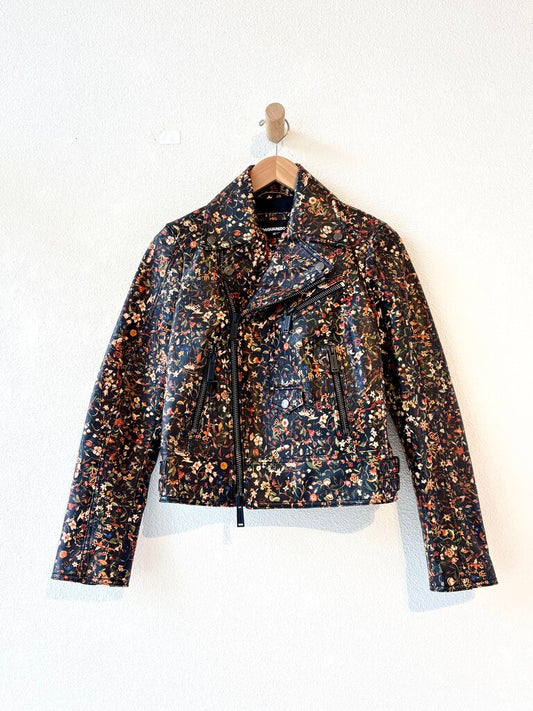 DSQUARED FLORAL MOTO JACKET SIZE 40