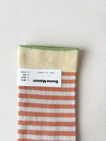 BONNE MAISON PEACH STRIPE SOCKS SIZE 36-38
