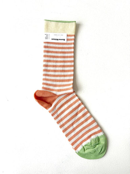 BONNE MAISON PEACH STRIPE SOCKS SIZE 39-41