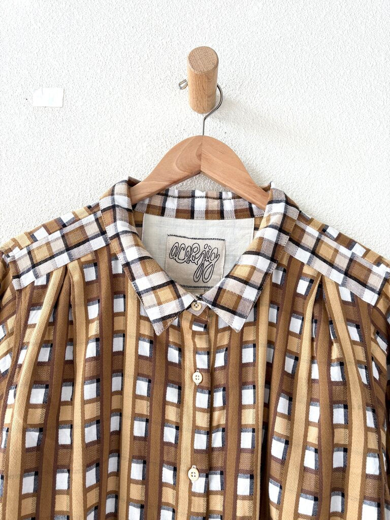 ACE & JIG PLEATED CHECK BLOUSE SIZE 4X