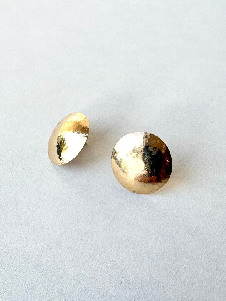 VINTAGE 14K HAMMERED DISC EARRINGS