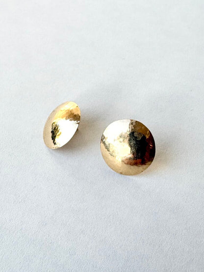 VINTAGE 14K HAMMERED DISC EARRINGS