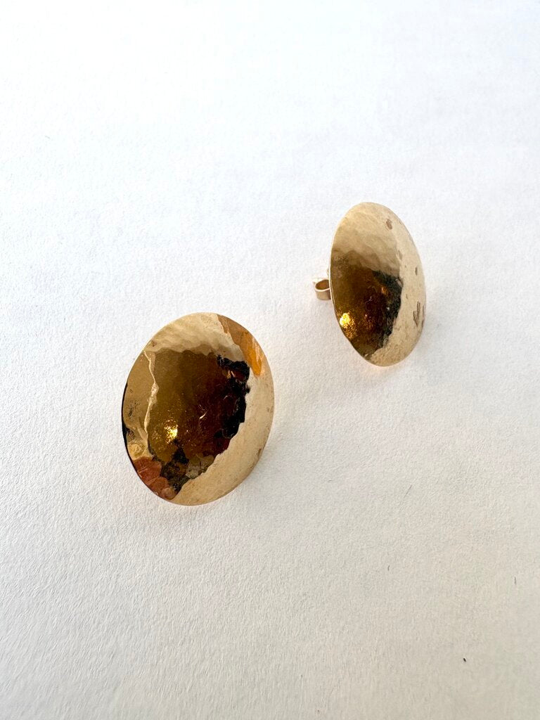 VINTAGE 14K HAMMERED DISC EARRINGS