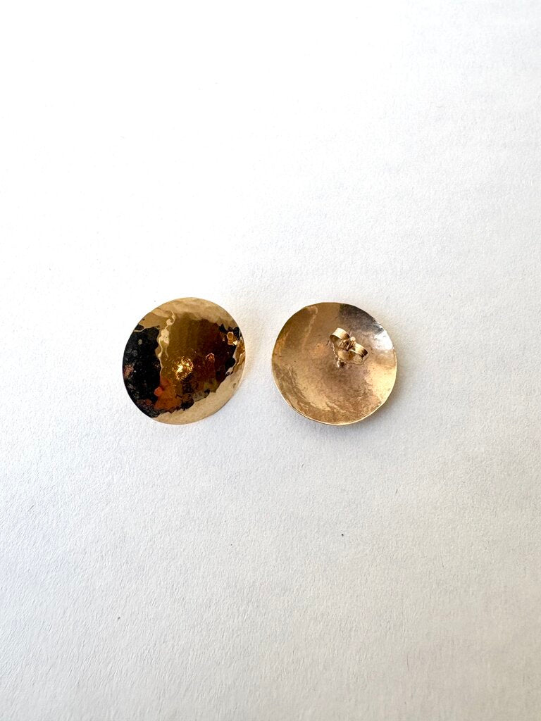 VINTAGE 14K HAMMERED DISC EARRINGS