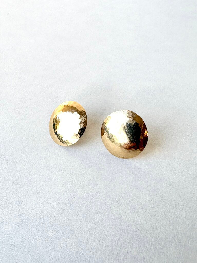 VINTAGE 14K HAMMERED DISC EARRINGS