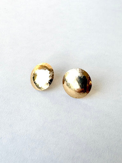 VINTAGE 14K HAMMERED DISC EARRINGS