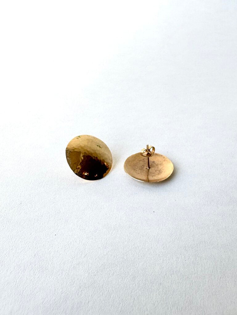 VINTAGE 14K HAMMERED DISC EARRINGS