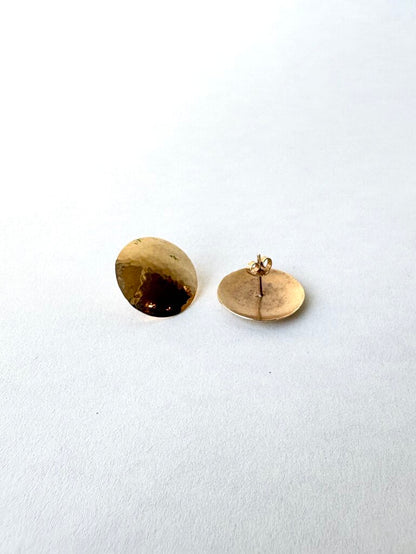 VINTAGE 14K HAMMERED DISC EARRINGS