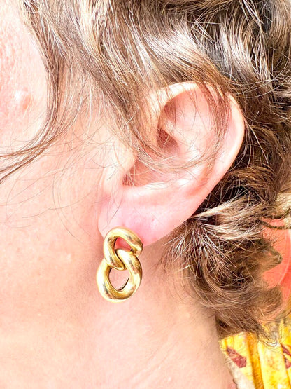 VINTAGE 14K CURB LINK EARRINGS