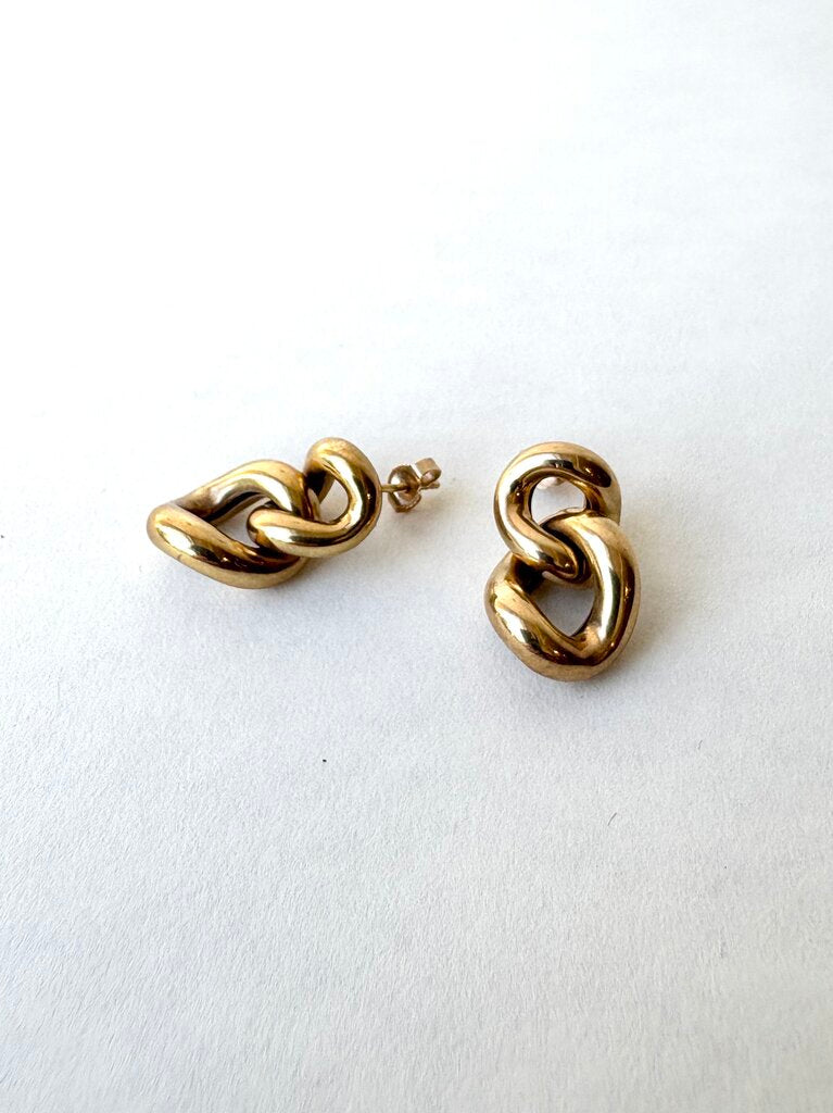 VINTAGE 14K CURB LINK EARRINGS
