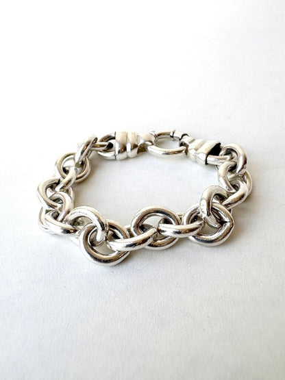 VINTAGE STERLING SILVER CHUNKY CHAIN BRACELET