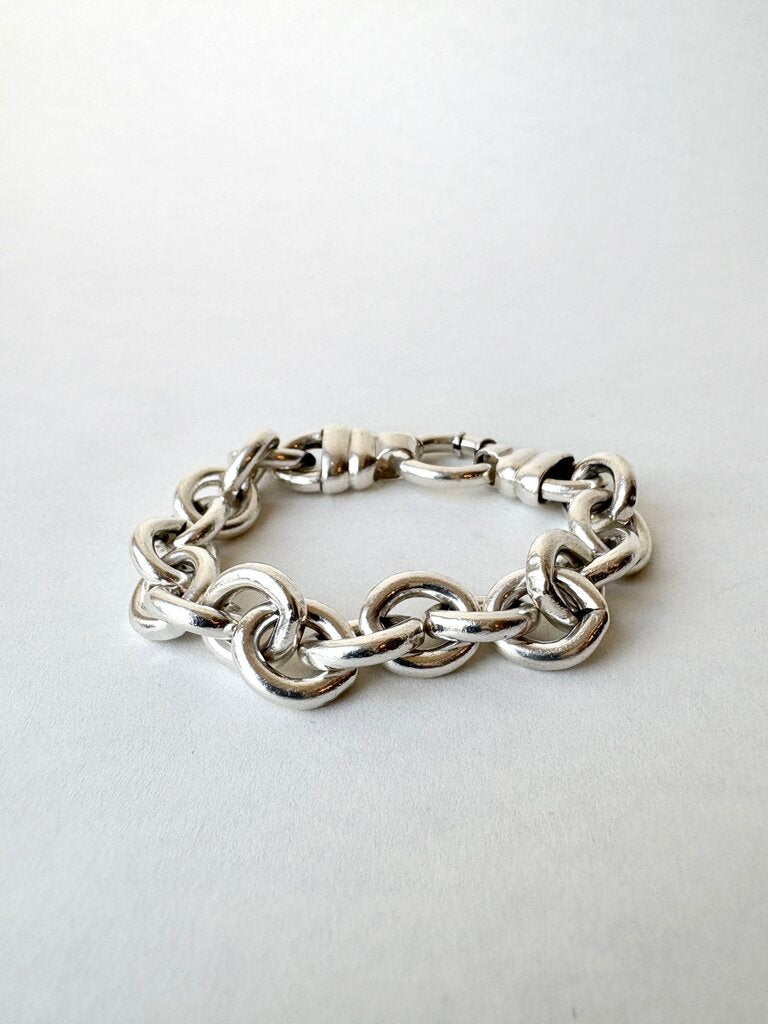 VINTAGE STERLING SILVER CHUNKY CHAIN BRACELET