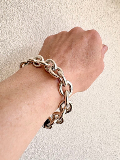 VINTAGE STERLING SILVER CHUNKY CHAIN BRACELET