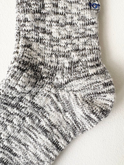 ROTOTO COTTON SLUB CREW SOCKS IN DARK BROWN SIZE LARGE