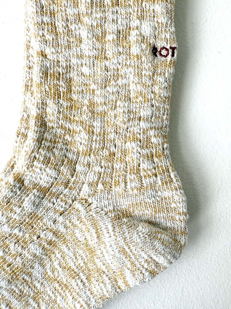 ROTOTO COTTON SLUB CREW SOCKS IN YELLOW SIZE SMALL