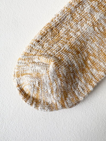 ROTOTO COTTON SLUB CREW SOCKS IN YELLOW SIZE MEDIUM