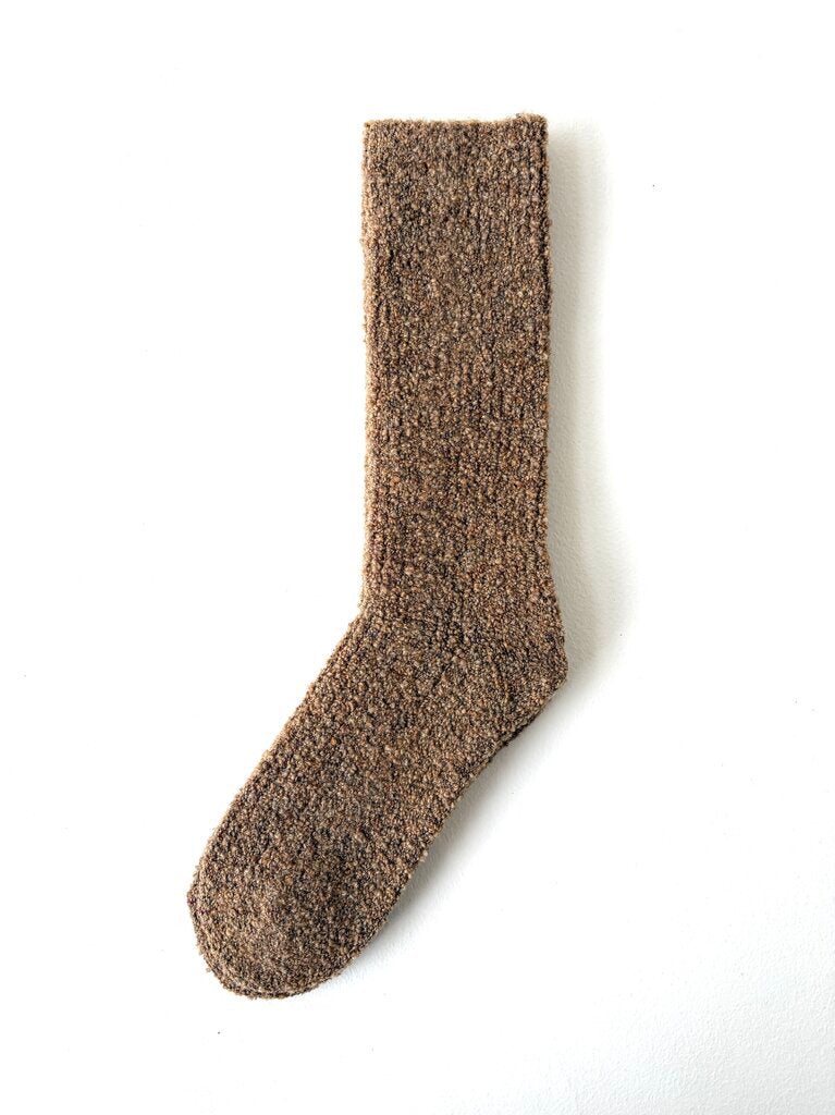 ROTOTO MERINO BOUCLE SOCKS IN CAMEL SIZE MEDIUM