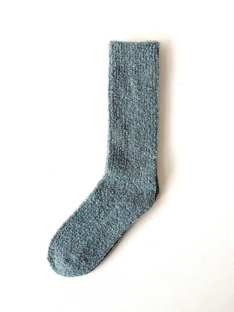 ROTOTO MERINO BOUCLE SOCKS IN LIGHT BLUE SIZE MEDIUM