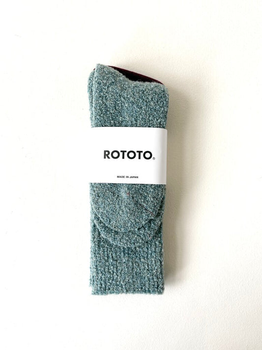 ROTOTO MERINO BOUCLE SOCKS IN LIGHT BLUE SIZE MEDIUM