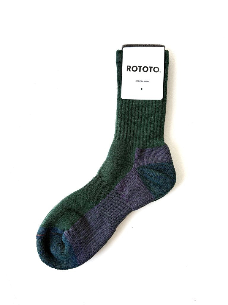 ROTOTO MERINO PILE SOCKS IN DARK GREEN SIZE SMALL