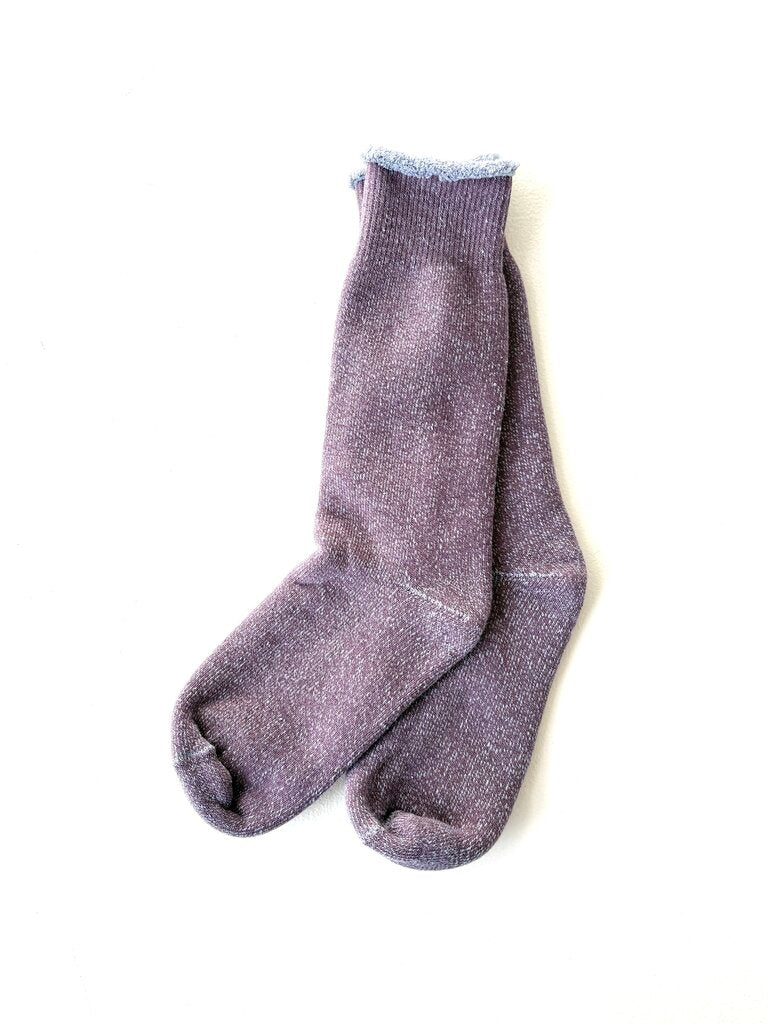 ROTOTO REVERSIBLE PILE COTTON SOCKS IN FADED PURPLE SIZE SMALL