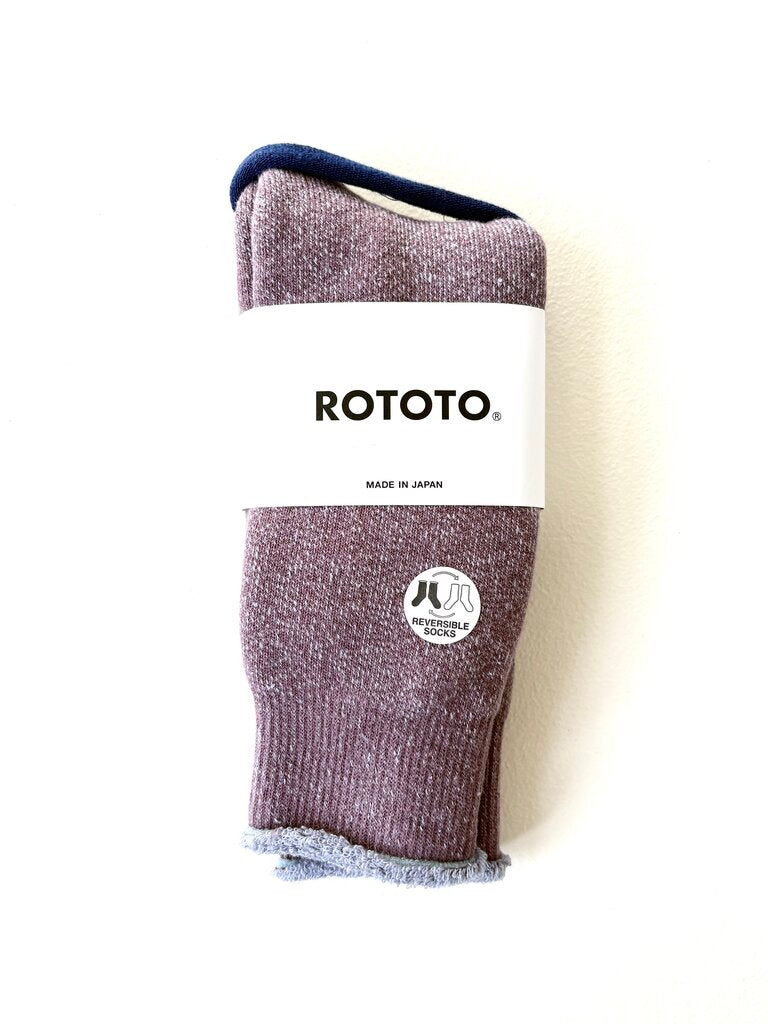 ROTOTO REVERSIBLE PILE COTTON SOCKS IN FADED PURPLE SIZE SMALL