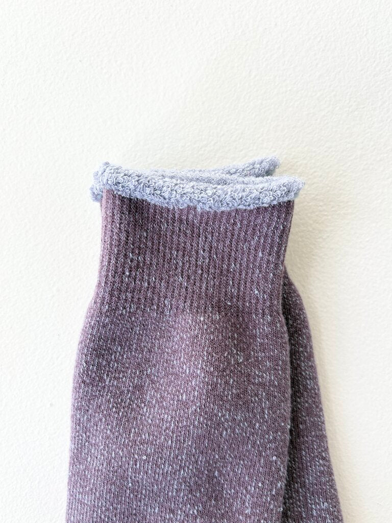 ROTOTO REVERSIBLE PILE COTTON SOCKS IN FADED PURPLE SIZE LARGE