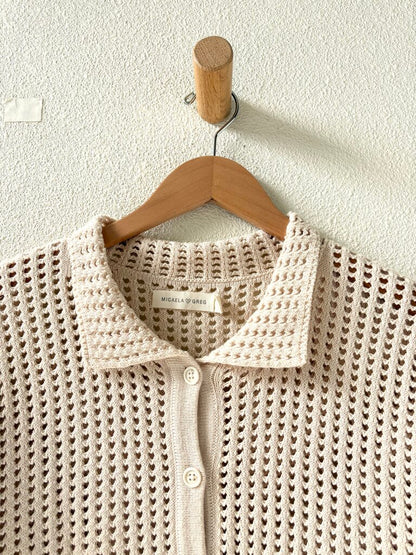 MICAELA GREG COTTON KNIT SHIRT SIZE SMALL