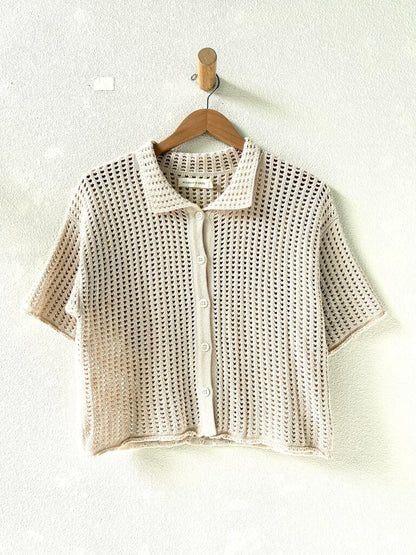 MICAELA GREG COTTON KNIT SHIRT SIZE SMALL