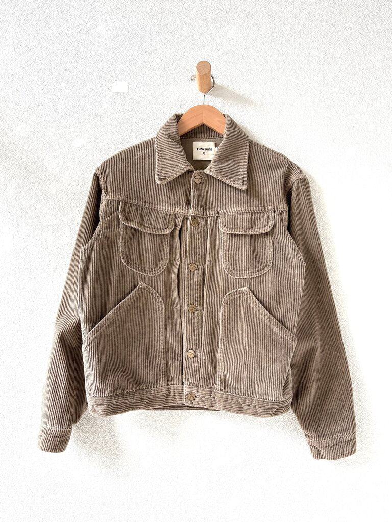 RUDY JUDE CORDUROY TRUCKER JACKET SIZE MEDIUM
