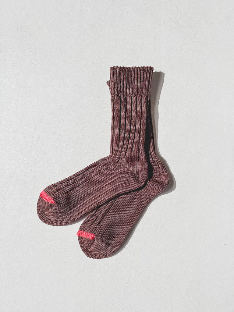 ROTOTO CHUNKY RIBBED CREW SOCKS IN BROWN POPPY SIZE LARGE – Deep Lake