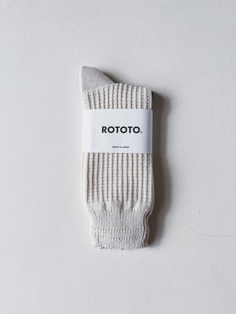 ROTOTO COTTON WAFFLE CREW IN RAW WHITE SIZE MEDIUM