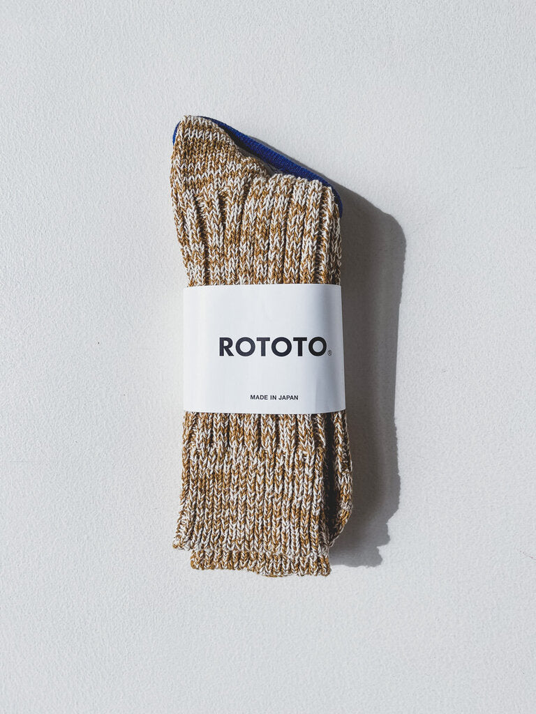 ROTOTO RECYCLED COTTON SOCKS IN MUSTARD SIZE LARGE