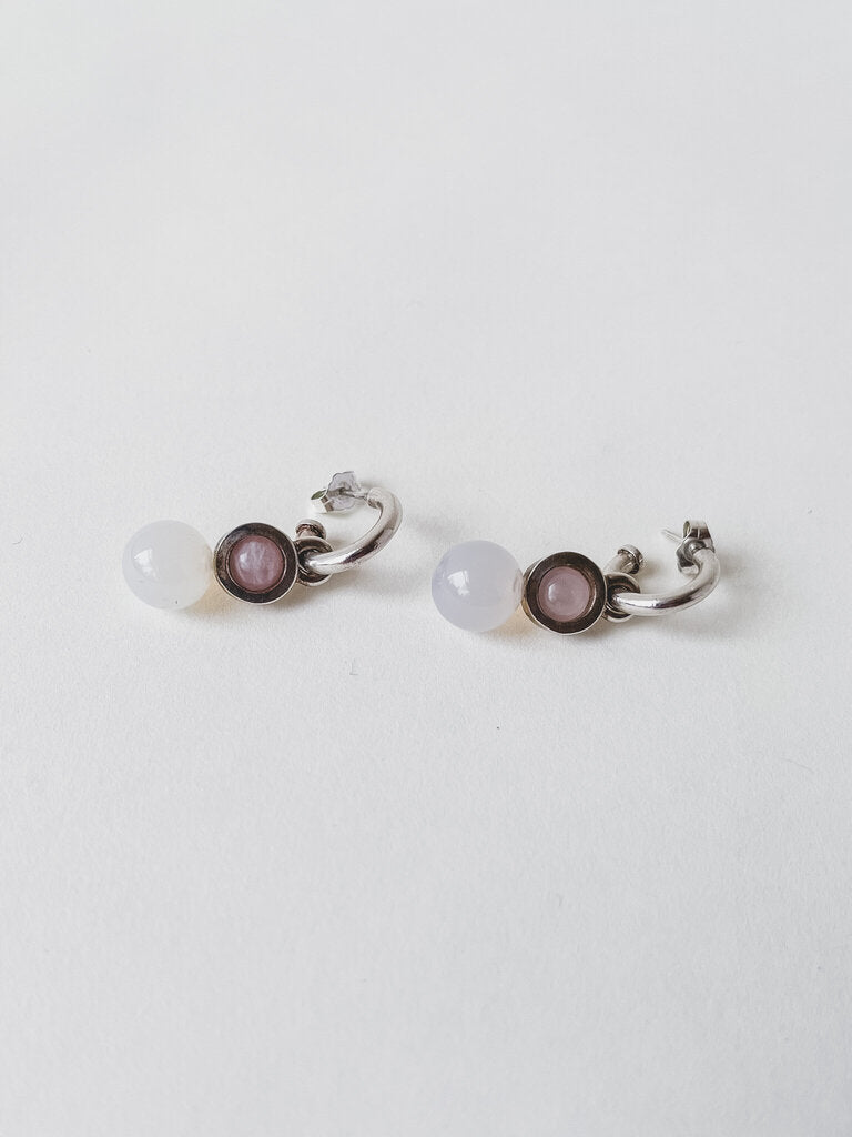 QUARRY STERLING SILVER EARRINGS WITH AGATE AND QUARTZ